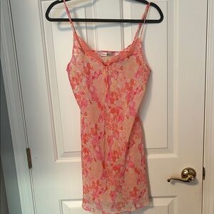 Delicates Pink Floral Chemise with Lace